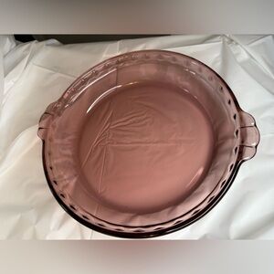 Vintage Pyrex Cranberry Fluted Pie Plate
